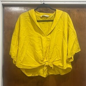 Zara Cropped Yellow Blouse Size M